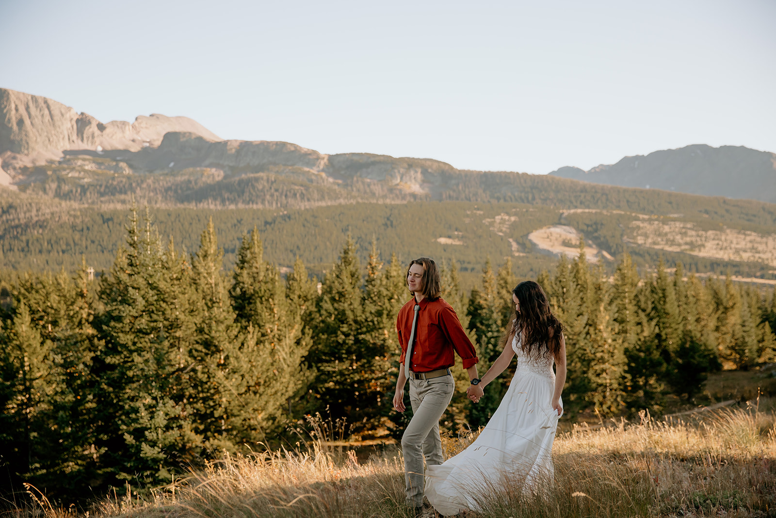 bride and groom at their elopement in Telluride