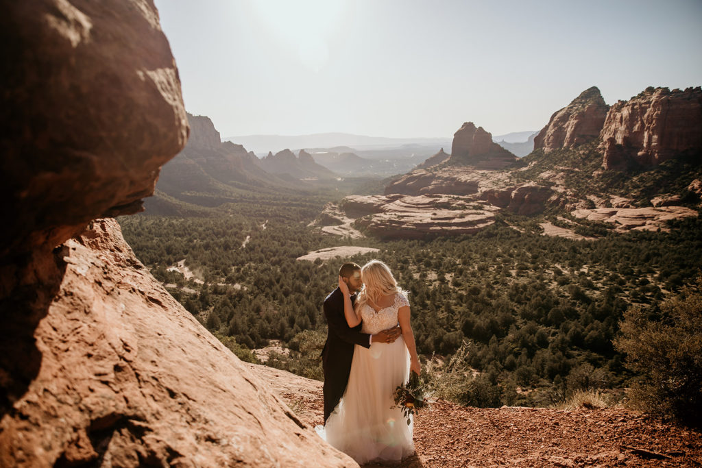 Bride and groom at their elopement in Sedona, Arizona