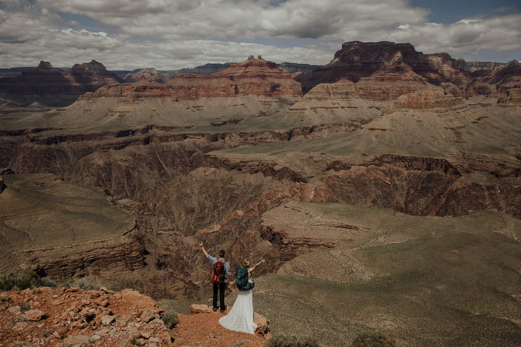 Bride and groom at their elopement in Grand Canyon National Park
