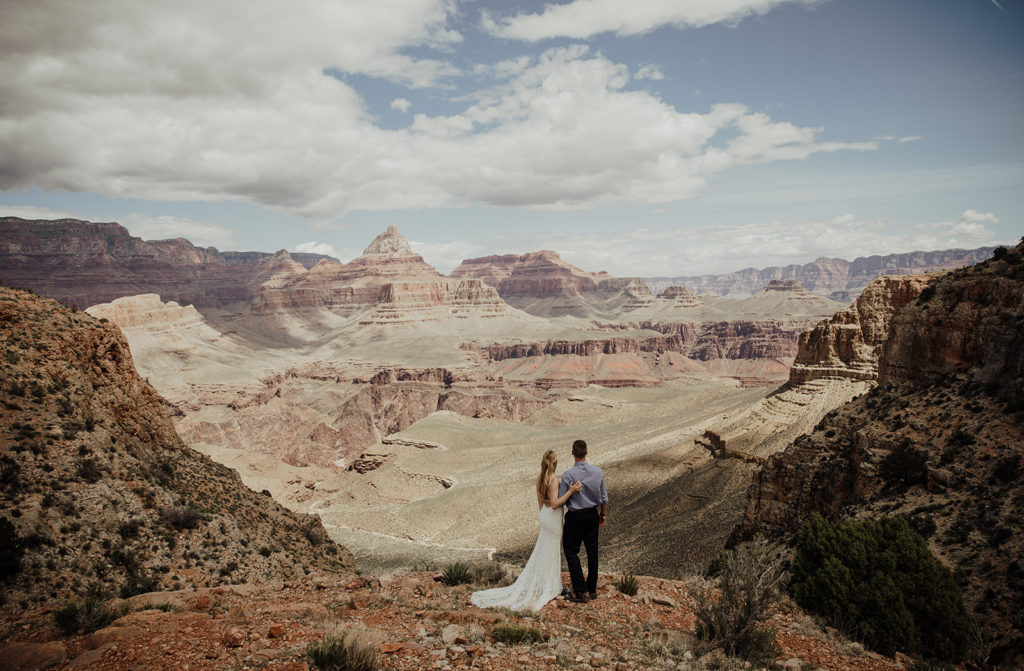 Bride and groom at their elopement at Grand Canyon National Park