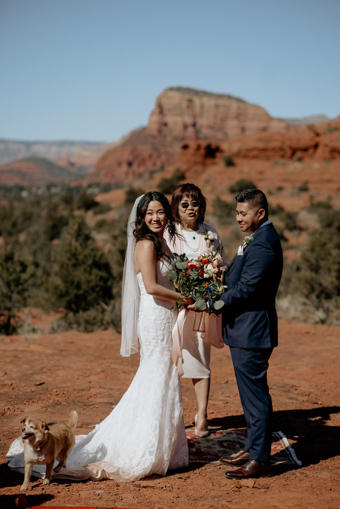 Bride and groom at their elopement ceremony in Sedona, Arizona