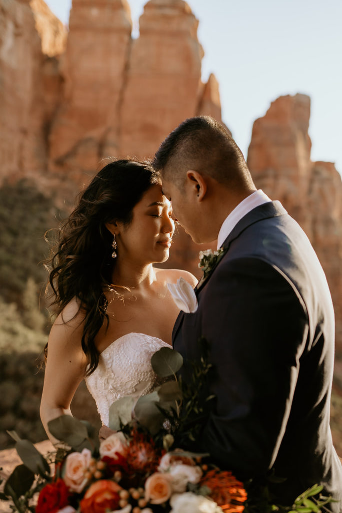 Bride and groom at the Sedona elopement