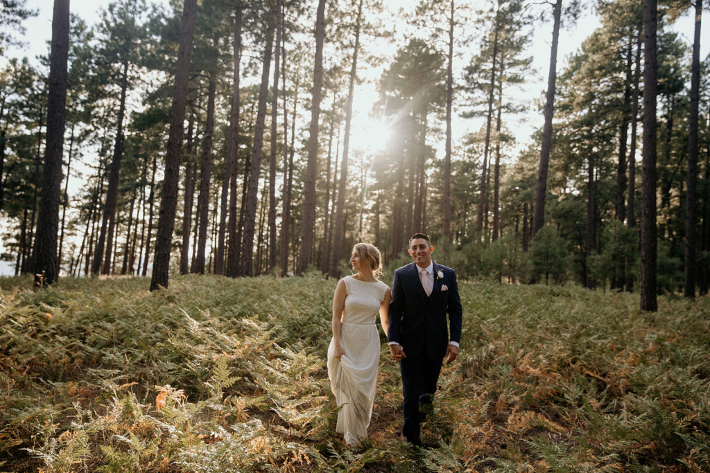 bride and groom at their forest elopement in olympic national park