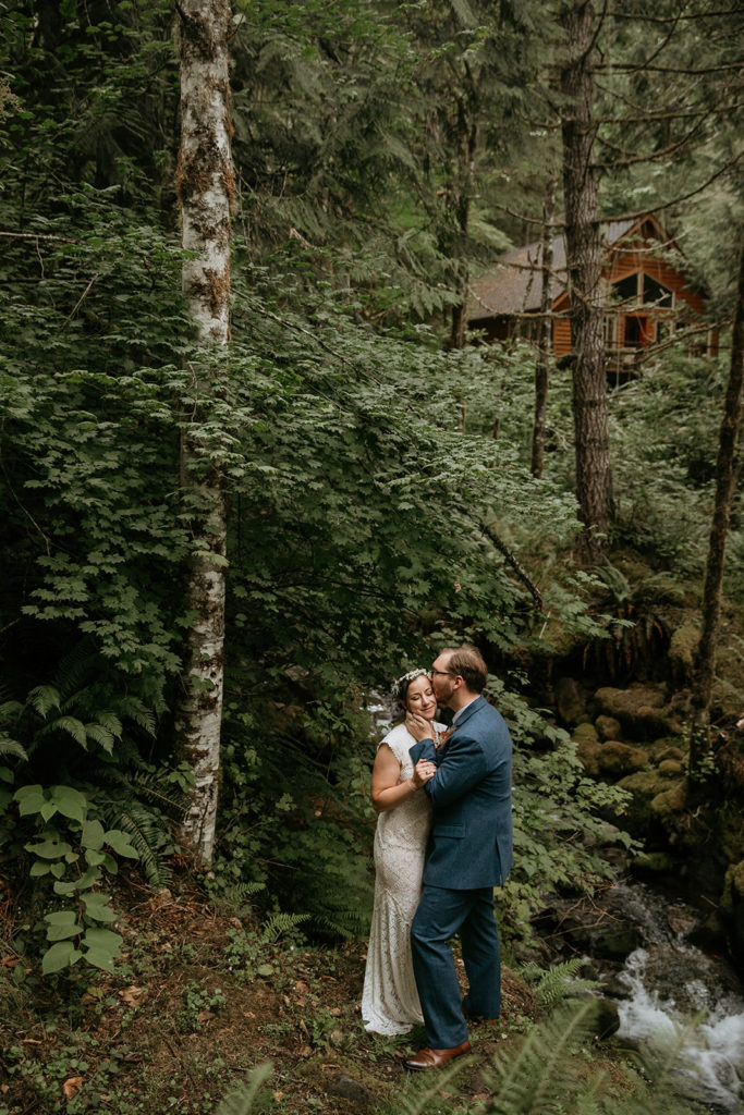 bride and groom their elopement in mt. rainier national park