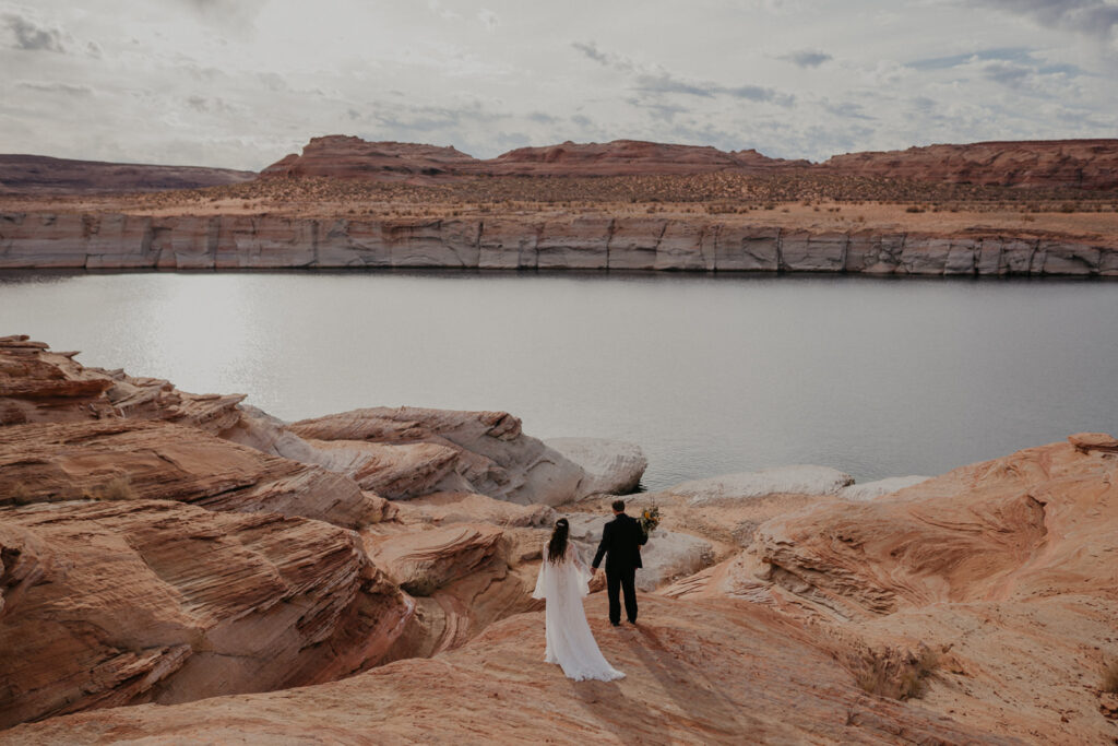 couple getting married at lake powell arizona